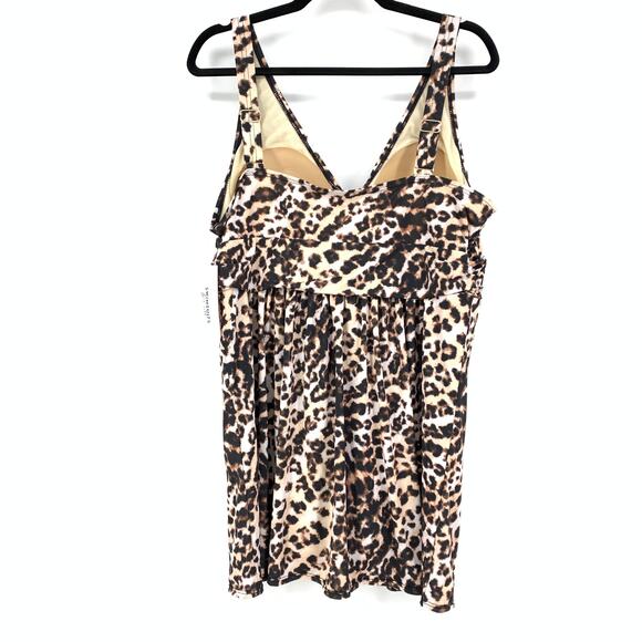 Swimsuits For All Swimsuit Women's Size 22 One Piece Skirted Leopard Print NEW - Picture 2 of 7